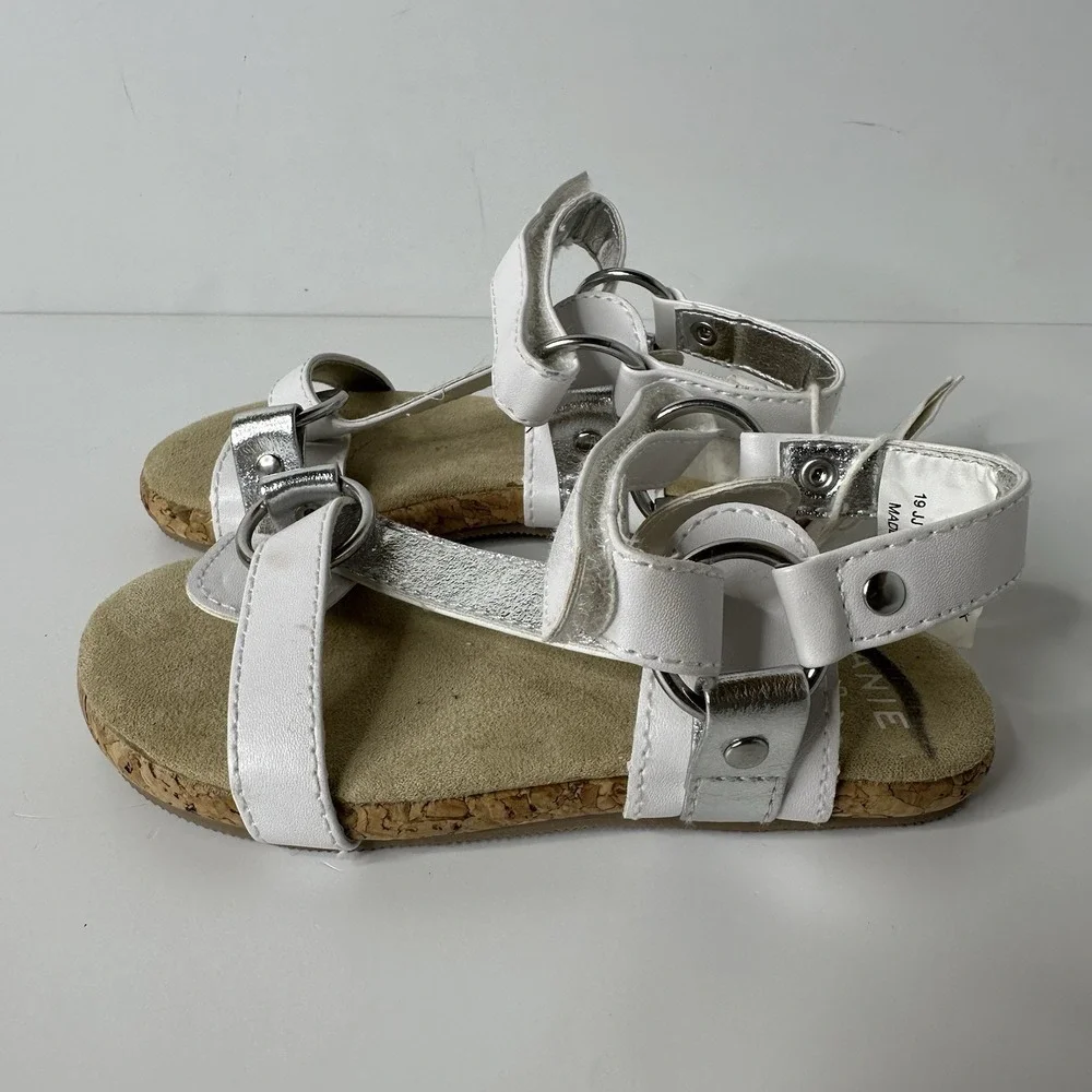 Janie and Jack Sandals‎ Girls Sz 7 White Silver Mar Easter 2 Holiday Casual NEW